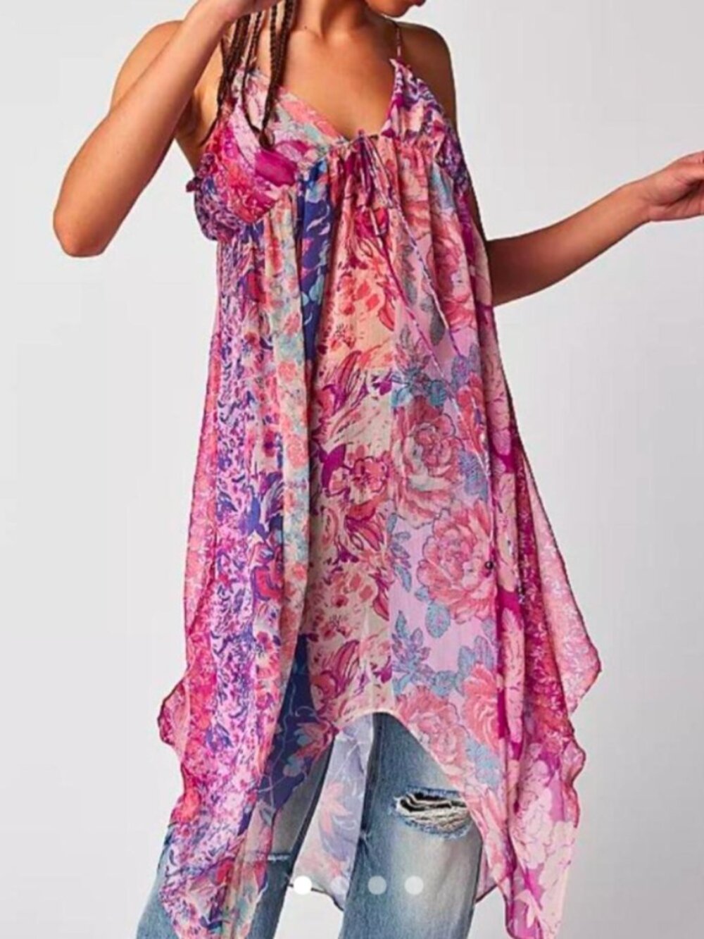 Free People Pink All The Pretty Things Tunic Slip Dress